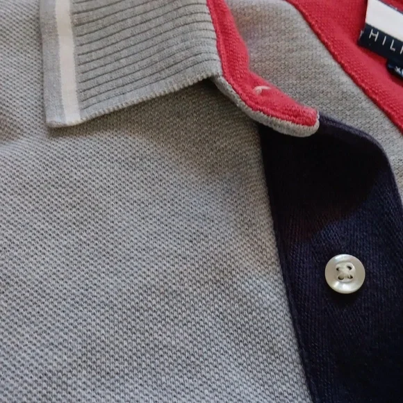 Tommy Hilfiger Gray Polo Shirt | EUC| Ribbed Collar - Picture 14 of 14